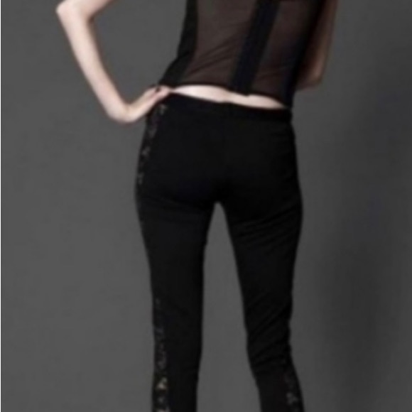Dolls Kill Widow Hi Waist Side Lace Panel Skinny Pants, Size Extra Small - Picture 3 of 14